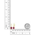 thumbnail image 3 of Gem Stone King 18K Yellow Gold Plated Silver Red Created Ruby Leverback Dangle Earrings for Women (4.00 Cttw, Gemstone July Birthstone, Oval 9X7MM), 3 of 5