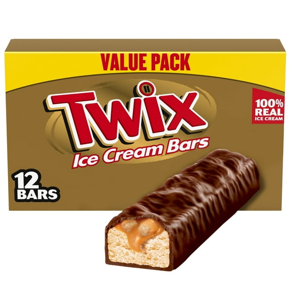 Twix Caramel Vanilla Milk Chocolate Ice Cream Bars, 23.16 fl oz, 12 Pack