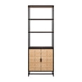 thumbnail image 7 of Bali Coastal Modern 6-Tier Book Shelf with Storage, Black with Natural Wood, 7 of 7