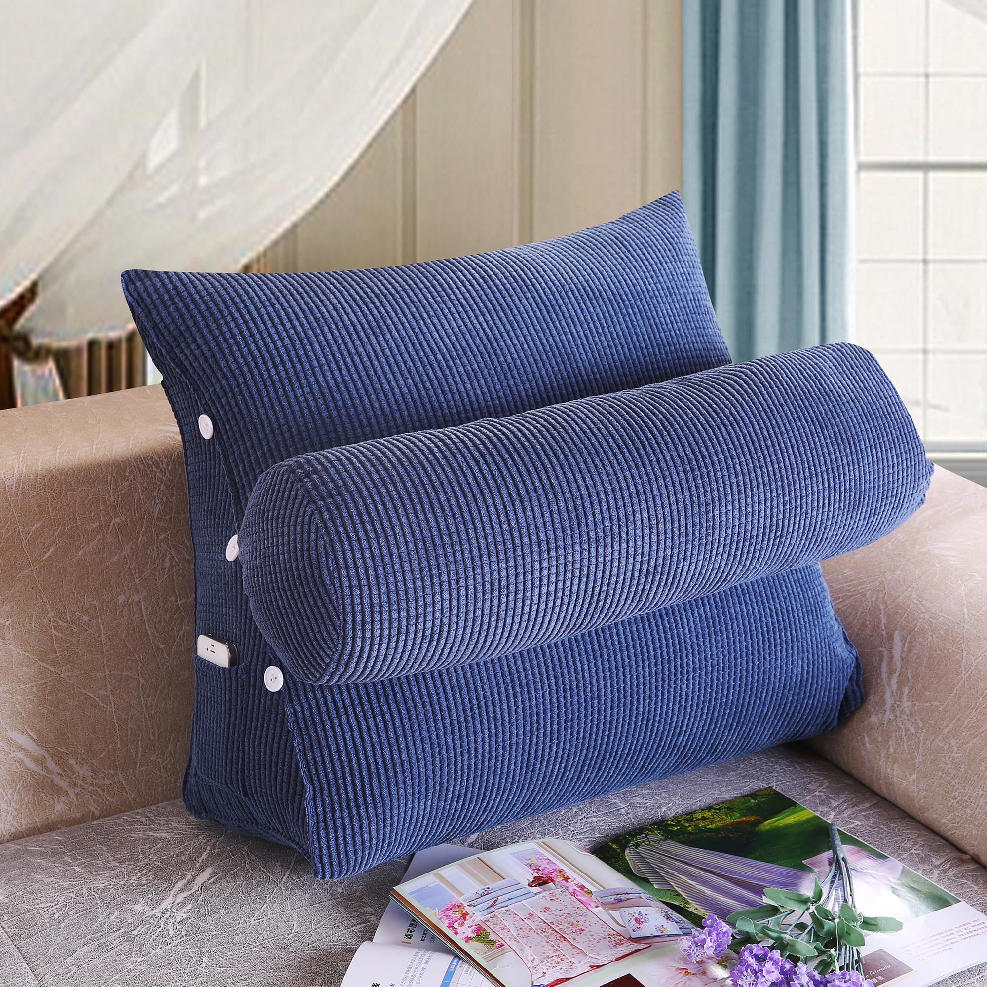 DODOING Soft Adjustable Back Wedge Cushion Reading Back Support Pillow Triangle Back Cushion for