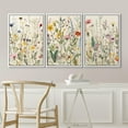thumbnail image 2 of IDEA4WALL Framed Canvas Print Wall Art Set of 3 Multicolor Wildflowers Garden Floral Painting Nature Wilderness Vintage Art Boho Retro Wall Decorative Artwork for Rooms - White 16"x24"x3, 2 of 5