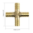 thumbnail image 2 of Conector adaptador de 4 vías de latón de 12 mm para manguera, 5 piezas para aire, agua, gas y aceite., 2 of 4