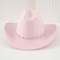 thumbnail image 3 of AWZXDE Western Cowboy Hat For Men And Women Bohemian Style Fedora With Rhinestone Embellishments Pink, 3 of 3