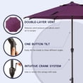 thumbnail image 5 of Abba Patio 9ft Outdoor Patio Umbrella w/ Push Button Tilt and Crank, 8 Ribs, Purple, 5 of 7