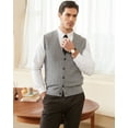 thumbnail image 4 of Kallspin Men's Wool Blend Cable-Knit V Neck Sleeveless Cardigan Vest Sweater(Light Gray,3X-Large), 4 of 8