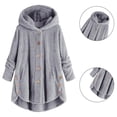 thumbnail image 2 of Winter Coat Sweatshirt for Women Plush Solid Button Long Sleeve, 2 of 9