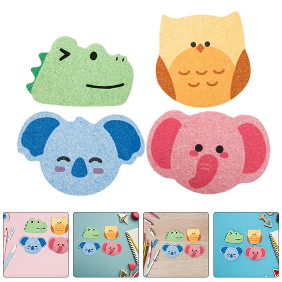 WHAMVOX 4pcs Animal Bath Sponges Cute Koala Owl Elephant Shapes Wood Pulp Cotton Sponge for Kids Adults Bathroom Cleaning Supplies