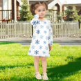 thumbnail image 5 of Girls' long-sleeved dress Snowflakes Girls' A-line dress with ribbed cuffs Soft and comfortable, 5 of 6