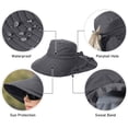 thumbnail image 4 of Waterproof Hat for Hiking UPF 50 UV Sun Protection Wide Brim Women's Flap/Black, 4 of 8