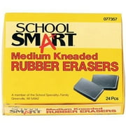 School Smart Kneaded Rubber Eraser, Medium, Gray, 24-Pack