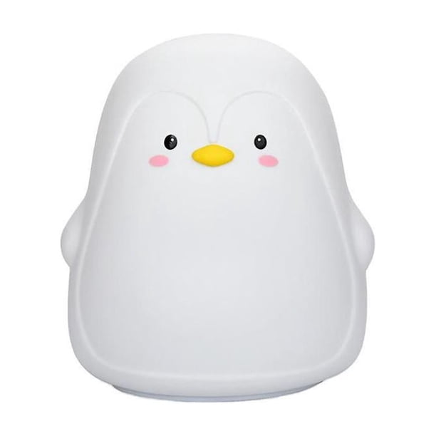 Mesita de noche de silicona con forma de pingüino con luz nocturna y batería de 1200 mAh
