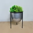 thumbnail image 2 of Handmade 100% Iron Round Modern Silver Coated Color 8.5 x 7.2 Inches Planters Pot 1009, 2 of 5