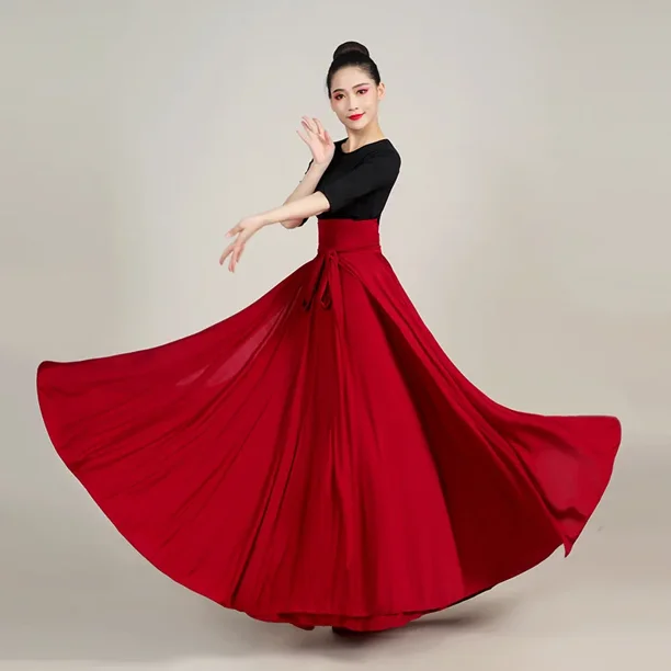 Vestido de talla grande para mujer, falda de baile moderno, traje elegante de 540 grados, para actuación en escenario y Carnaval, 720