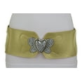 thumbnail image 1 of Women Stretch Wide Gold High Waist Hip Belt Silver Heart Buckle S M, 1 of 8