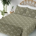 thumbnail image 3 of Ambesonne Floral Fitted & Flat Sheet with Shams 4 Pcs Set, Botanical Autumnal Blossom, Full, Green Brown Slate Brown, 3 of 5