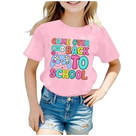 

ZMHEGW Kids Back To School Graphic Short Sleeve Round Neck Tee Bright & Comfortable for Boys & Girls