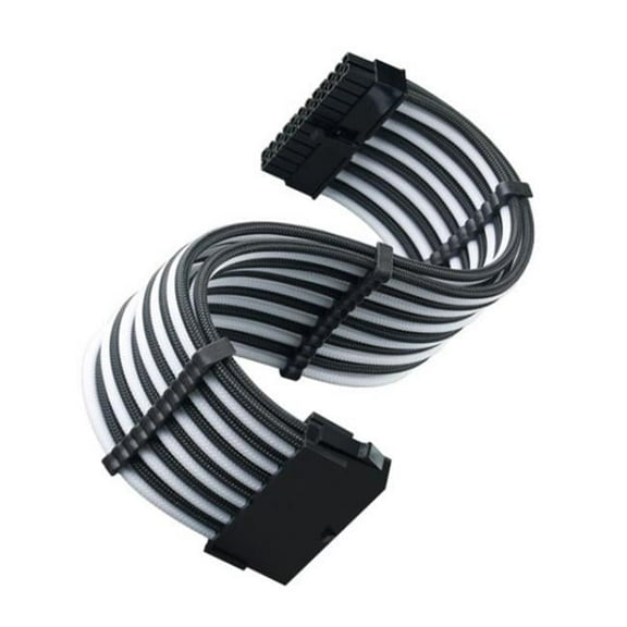 SST-PP07E-MBBW, 24pin black-white sleeve extension cable, 18AWG, black cable comb x 4