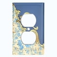 thumbnail image 2 of Metal Light Switch Plate Cover Blue Floral Damask Frame Honeycomb Trim DAM058, 2 of 13