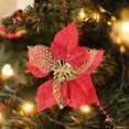 thumbnail image 2 of 10 Pack Glitter Poinsettia Flowers – Gold Christmas Tree Ornaments for Xmas Decor, Wreaths & Garland – Festive Holiday Wedding & Navidad Decorations for Home & Party, 2 of 6