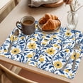 thumbnail image 3 of Spring Blue Leaf Flower Placemats Set of 6, Country Farm Watercolor Yellow Floral Non-Slip Place Mats Washable Table Mats for Kitchen Dining Table Decorations Indoor/Outdoor, 3 of 9