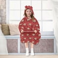 thumbnail image 7 of Dailycode Wearable Blanket Hoodie Oversized Sherpa Flannel Blankets with Pocket for 3-14 Year Old Capybara with Christmas Head, 7 of 7