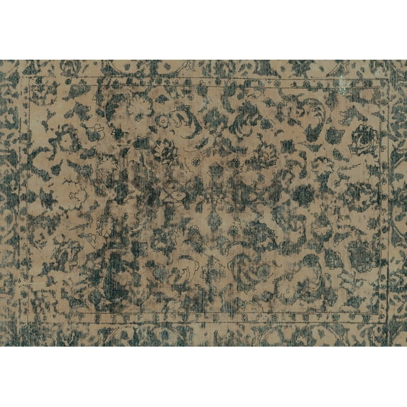 Ahgly Company Machine Washable Indoor Rectangle Abstract Turquoise Blue Modern Area Rugs, 7' x 9'