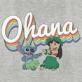 thumbnail image 2 of Women's Lilo & Stitch Rainbow Ohana Hula Dance Graphic Tee Athletic Heather Small, 2 of 4