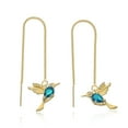 thumbnail image 5 of Grofry 1 Pair Women Threader Earrings Rhinestones Hummingbird Pendant Dangle Earrings Elegant Tassel Charm Long Earrings, 5 of 8