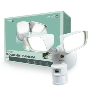Merkury Smart Floodlight Camera HD Surveillance, Motion Alerts & 1800-Lumen Light
