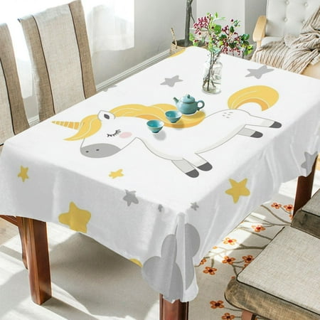 

WOBOGO Cute Horse Square Tablecloth 54×72in Polyester Fabric Tablecloth Washable Dust Resistant Wrinkle Resistant