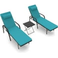 thumbnail image 4 of Kullavik Patio Chaise Lounge Sets Outdoor Armchair Recliner Rattan Adjustable Back 3 Pieces Cushioned Patio Folding Chaise Lounge with Folding Table - Blue, 4 of 8