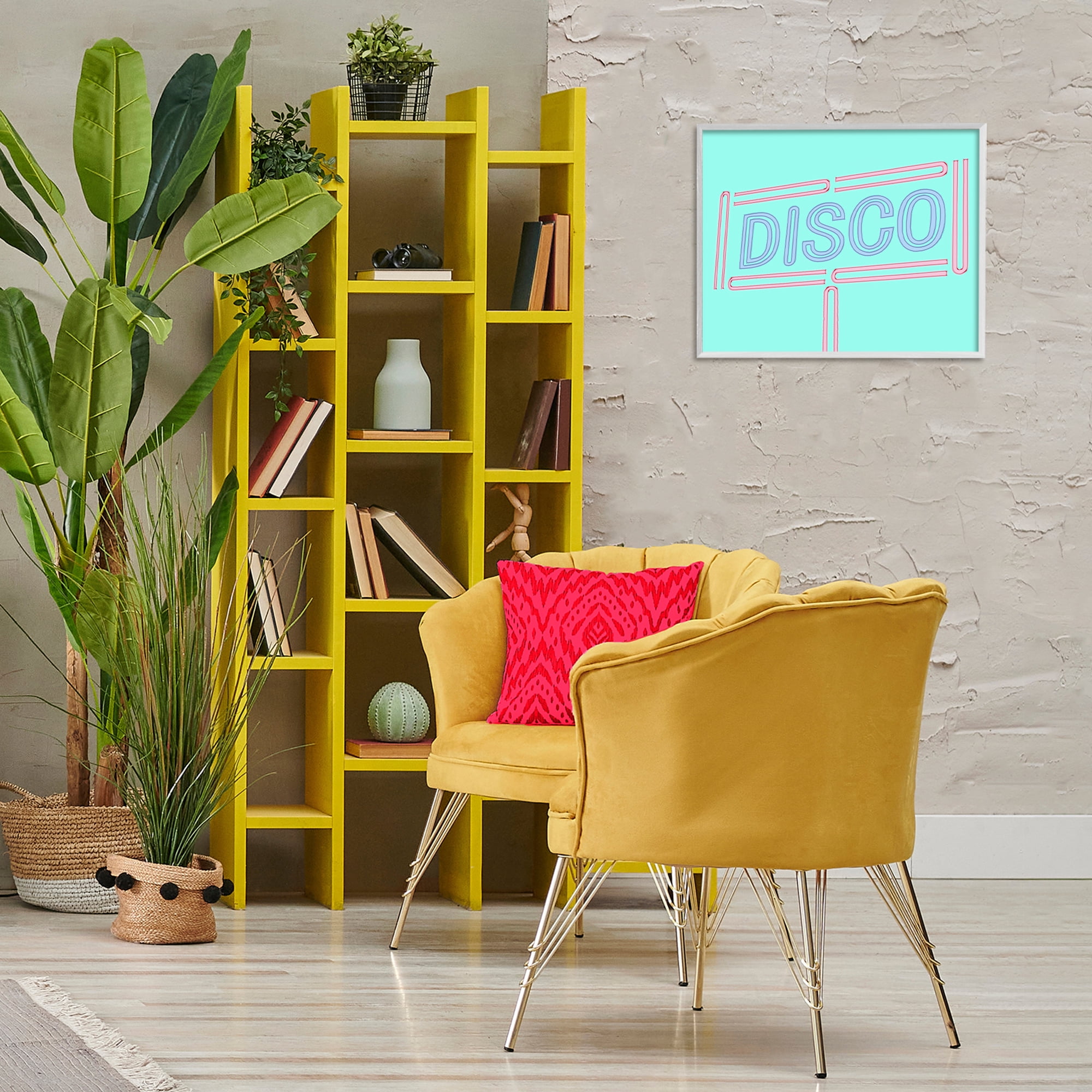 Stupell Industries Retro Disco Sign Typography Painting White Framed Art Print Wall Art, 20 x 16