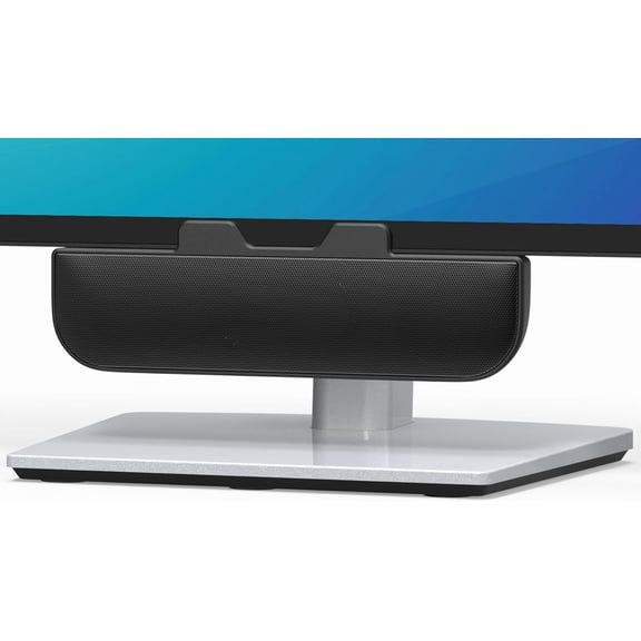 Computer Speakers for Desktop PC, Monitor Speakers, USB Plug-in, Wired, External Speaker for Laptop, Small Computer Soundbar for PC, with Loud Sound, Deep Bass, USB-C Adapter, Easily Clamp to Monitor