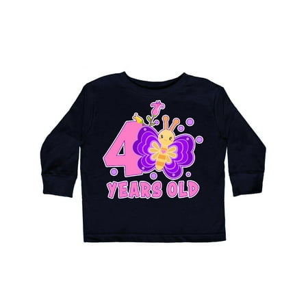 

Inktastic 4 years old with Butterfly and Flowers Gift Toddler Toddler Girl Long Sleeve T-Shirt