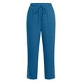 thumbnail image 7 of Oksale Lightweight Pants for Women Petite Breathable Cozy Elastic Waisted Cotton Linen Pants with Pockets Loose Straight Leg Ankle Summer Pants 2026 Light Blue 3XL, 7 of 7