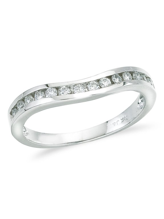 14K White Gold .25 ct Diamond Wave Band Ring
