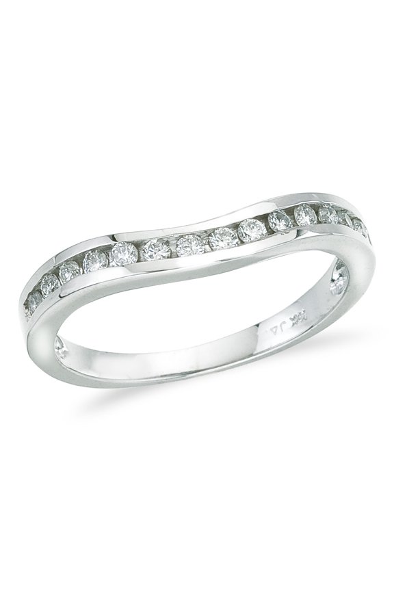 14K White Gold .25 ct Diamond Wave Band Ring