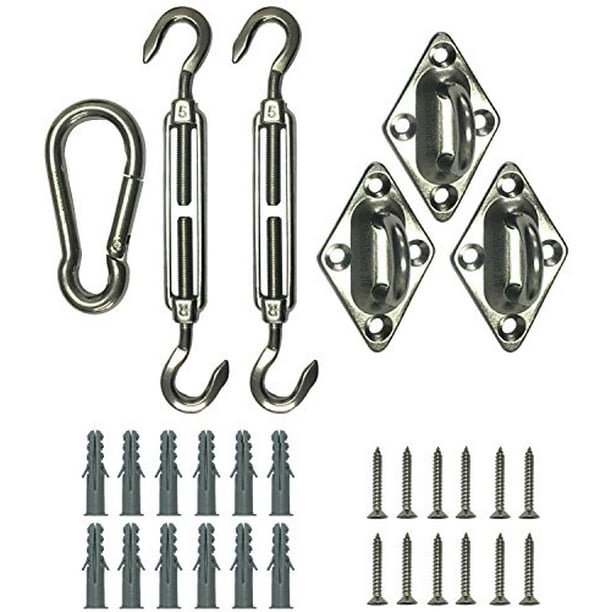 Shade&Beyond 316 Marine Grade Shade Sail Hardware Kit for Triangle Sun