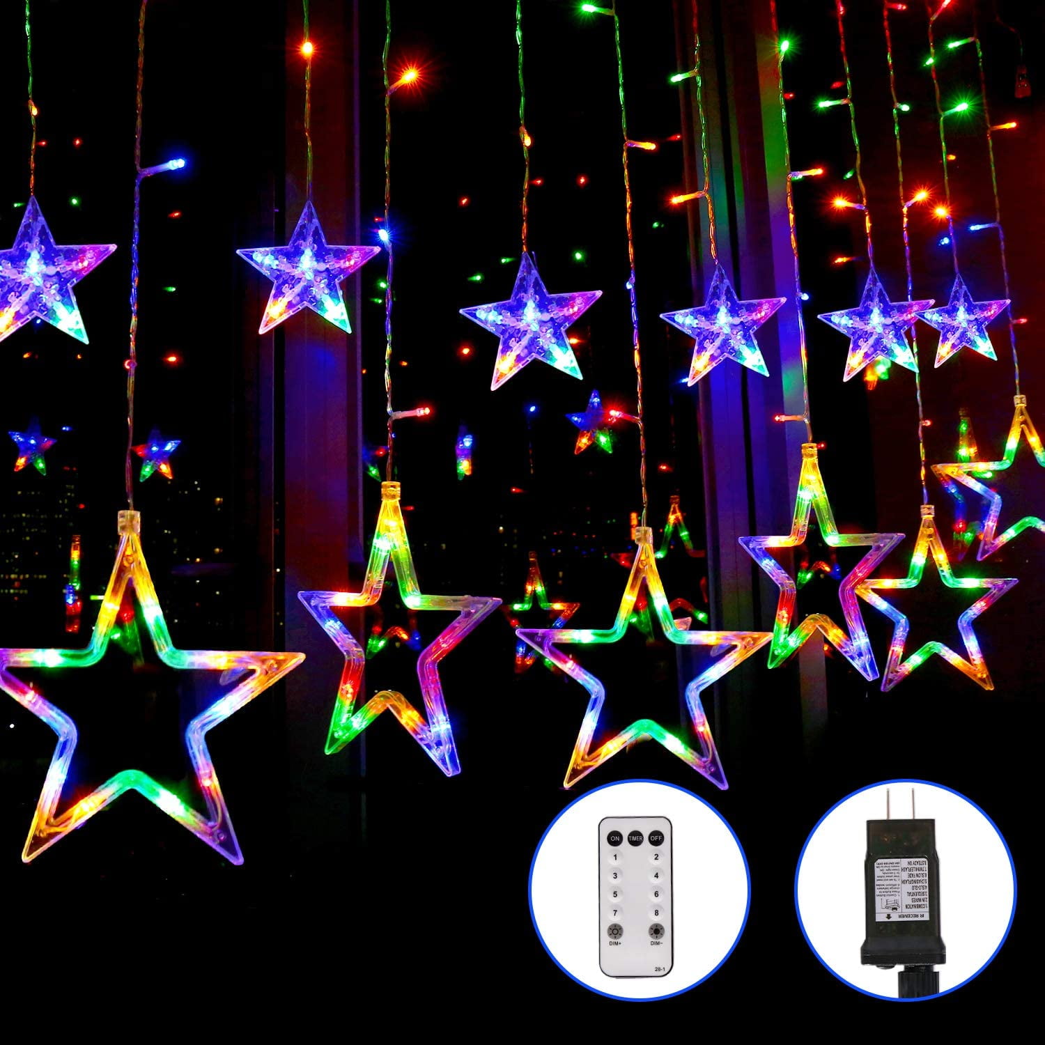 curtain string lights multicolor