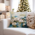 thumbnail image 4 of Ethan Taylor Floral Throw Pillow Soft Cushion Cover 'The White Flowers' Modern Pattern Decorative Square Accent Pillow Case, 20x20 Inches, Blue, Gold, 4 of 5
