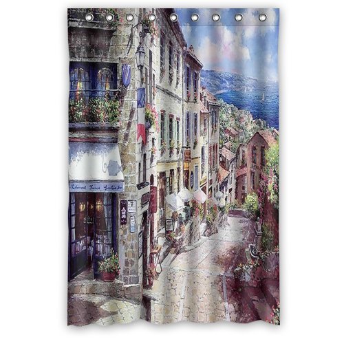 ABPHQTO Estilo europeo Niza Francia la pintura de la ciudad Cortina de ducha Cortina de ducha impermeable 120x180 cm