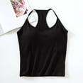 thumbnail image 3 of Fanxing Built in Bra Tank Tops for Women Spaghetti Strap Workout Shelf Bra Camisole Tops Racerback Padded Solid Sports Under Clothes Black,XL, 3 of 7
