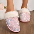 thumbnail image 2 of Dsscvnef Women's Winter Solid Color Flash Suede Cotton Slippers Home Comfort Warm Slippers, 2 of 9