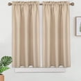 thumbnail image 2 of Shininglove Kitchen Curtains 45 inches Length, Waffle-Weave Textured Light Filtering Short Tier Curtains, 30" W x 45" L, Taupe, 2 Pack, 2 of 6