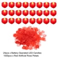thumbnail image 3 of Unique Bargains Bougies LED en Forme de Cœur Sans Flamme, Bougie Chauffe-Plat LED Lumière Rouge avec Pétales de Rose Rouges Artificiels, Lot de 24, 3 of 7