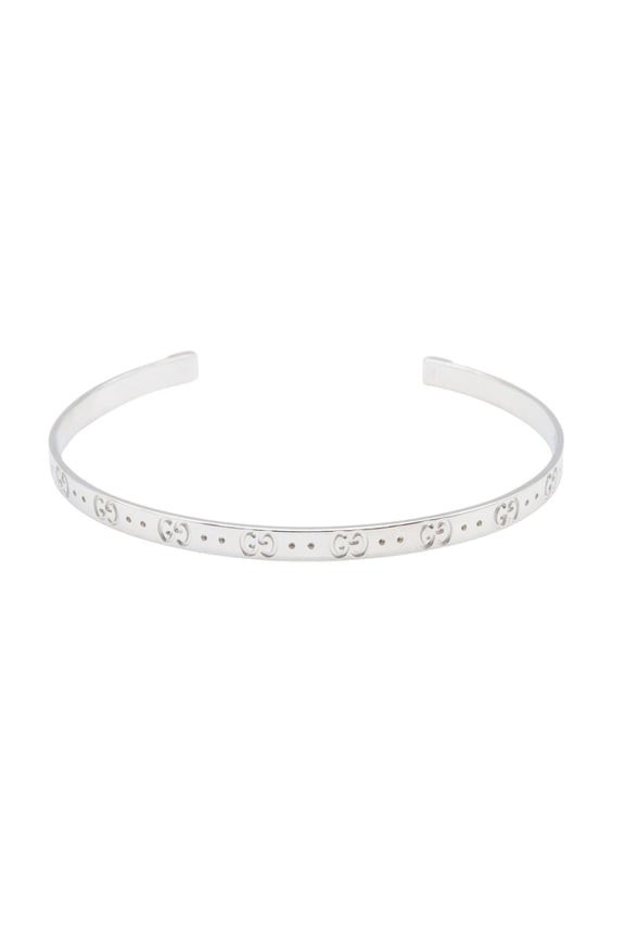 Pre-Owned Gucci Icon Bracelet, 18K White Gold (WG), Silver Tone, for Men and Women.