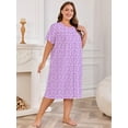 thumbnail image 3 of PinkBeautiM Nightgowns for Women Plus Size Floral Print Short Sleeve Pleated Sleepwear, 3 of 6