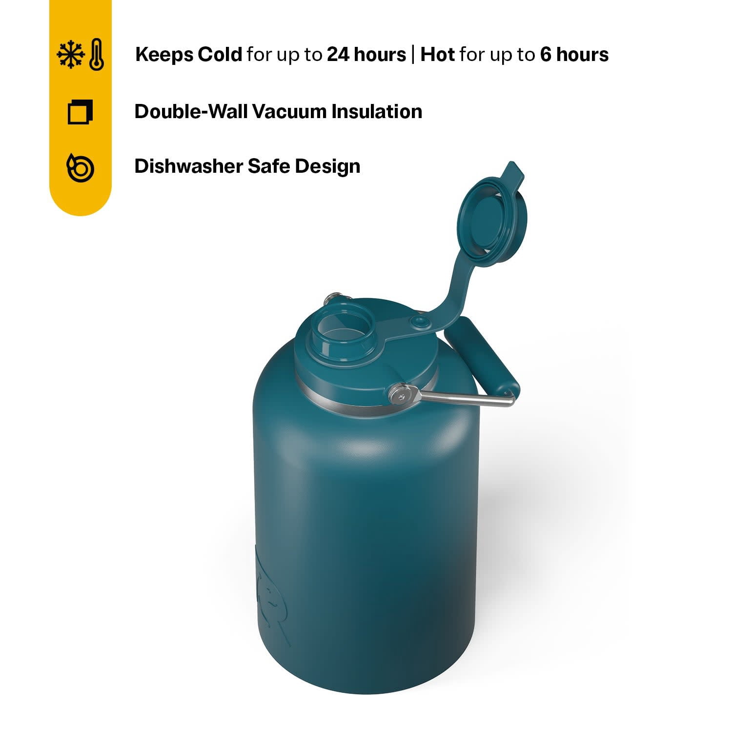 RTIC One Gallon Ceramic Lined Insulated Outback Water Bottle Jug, Leak Proof, Marine