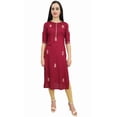 thumbnail image 2 of Bimba Women's Maroon Tunic Embroidery Designer Kurti Indian Festive Kurta-18, 2 of 7