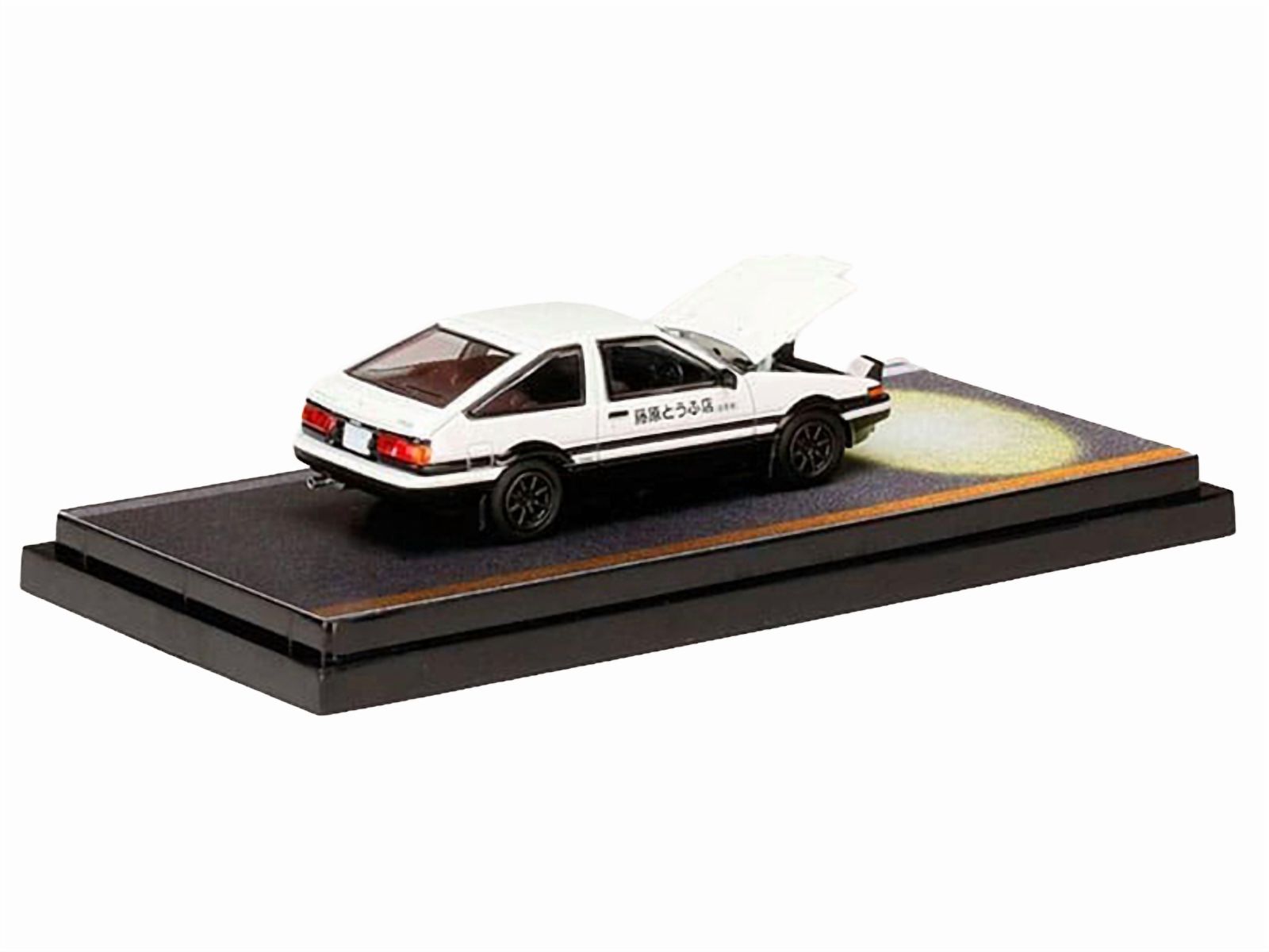 Toyota Sprinter Trueno (AE86) RHD White and Black "Engine Mounted Model VS Kyoichi Sudo" 1/64 Diecast Model Car by Hobby Japan